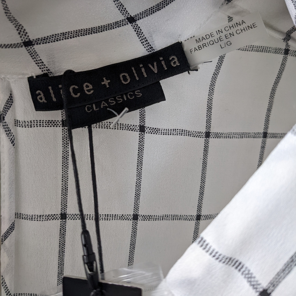 BNWT ALICE + OLIVIA  Mallie Tie Neck Blouse - Picture 9 of 15
